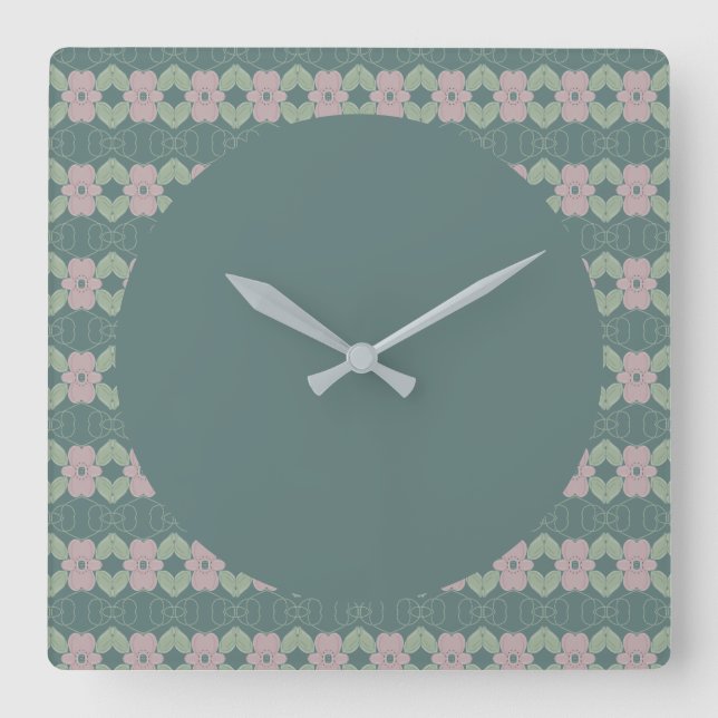 Cuadrado Reloj en Rosa Verde azulado y desvanecido (Anverso)