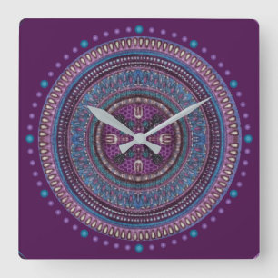 Cuadrado Reloj estilo boho morado