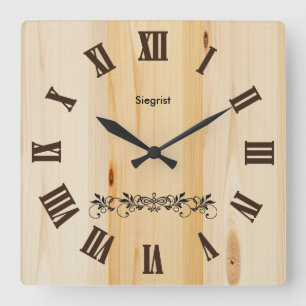 Cuadrado Reloj estilo madera estilo carnicero bloque Zazz