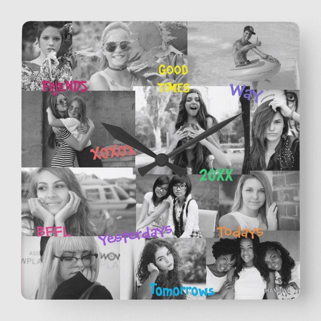 Cuadrado Reloj fotográfico inspirado por amigos HAMbWG (Anverso)