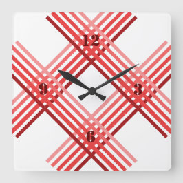 Cuadrado Reloj - franjas rojas cruzadas diagonalmente