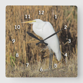 Cuadrado Reloj - Garza blanca