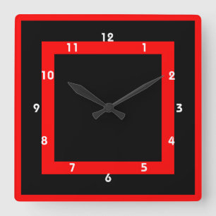 Cuadrado reloj geométrico gótico rojo y negro