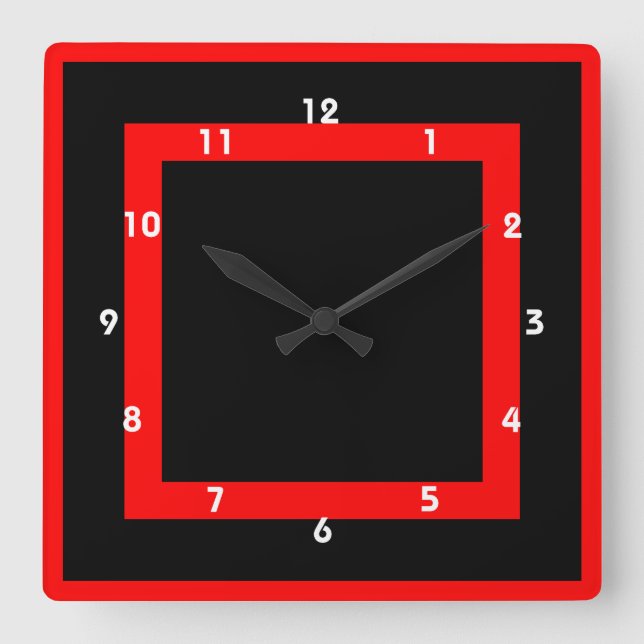 Cuadrado reloj geométrico gótico rojo y negro (Anverso)