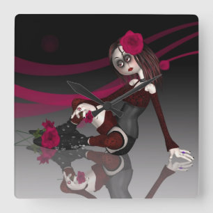 Cuadrado Reloj gótico de la muñeca de trapo