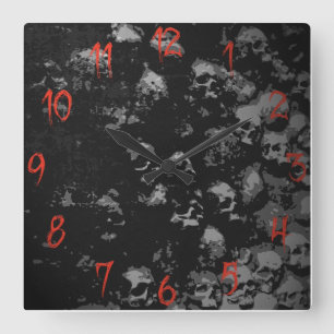 Cuadrado Reloj gótico del cráneo