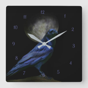 Cuadrado Reloj gótico Raven o Crow Magic