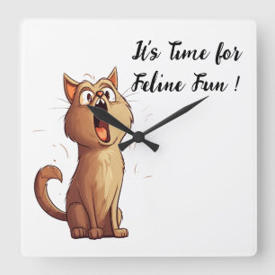Cuadrado Reloj gracioso para los amantes del gato