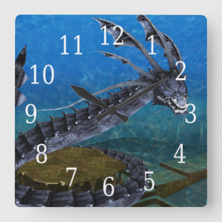 Cuadrado Reloj gris del dragón