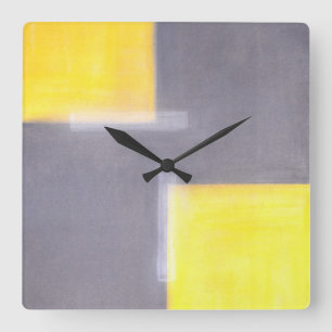 Cuadrado Reloj gris y amarillo "dilapidado" del arte