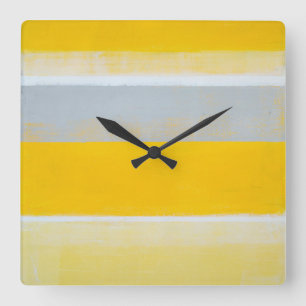 Cuadrado Reloj gris y amarillo "disparado" del arte