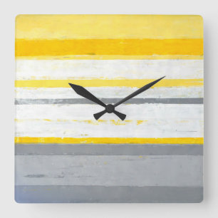 Cuadrado Reloj gris y amarillo "Enthused" del arte