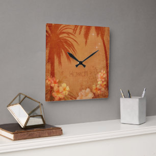 Cuadrado Reloj hawaiano vintage