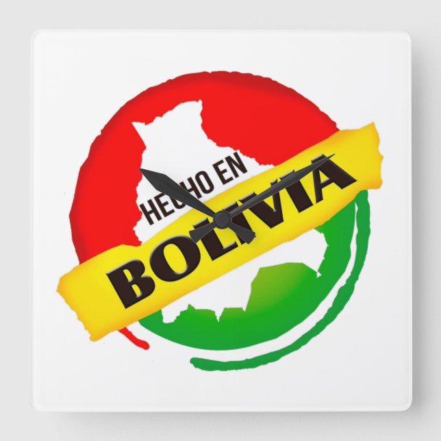 Cuadrado Reloj hecho en Bolivia (Anverso)