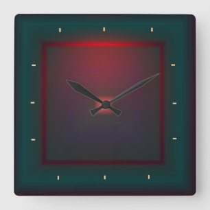 Cuadrado Reloj iluminado del verde y de Red>Wall