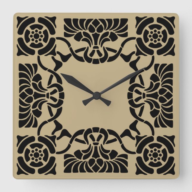 Cuadrado Reloj inspirado en Art Nouveau (Anverso)