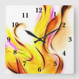 Cuadrado Reloj inverso de flor azul