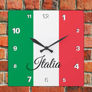 Cuadrado Reloj italiano, hogar patriótico, bandera italiana