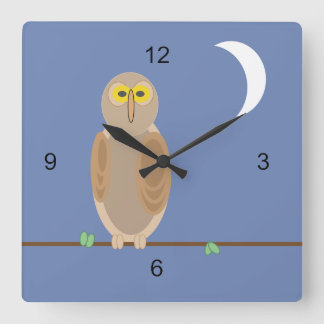 Cuadrado Reloj - Lechuza y Luna
