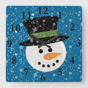 CUADRADO RELOJ LINDO DE LA CARA DEL MUÑECO DE NIEVE
