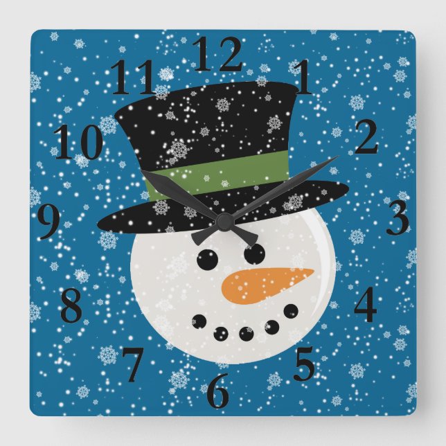 CUADRADO RELOJ LINDO DE LA CARA DEL MUÑECO DE NIEVE (Anverso)