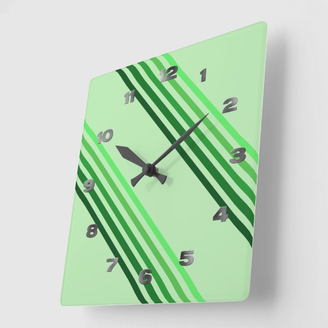 Cuadrado Reloj - Líneas diagonales verdes (Ángulo)
