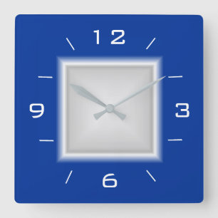 Cuadrado Reloj llano de la casilla blanca azul y > de la