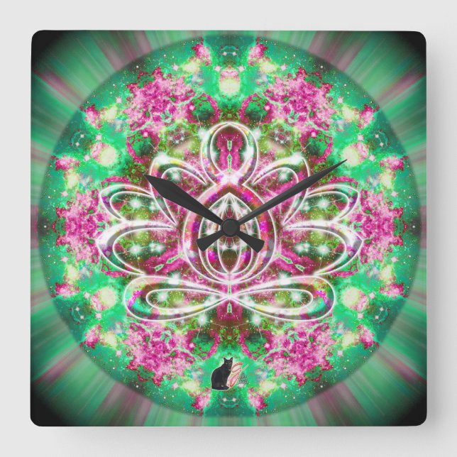 Cuadrado Reloj Luminoso Zen Lotus (Anverso)