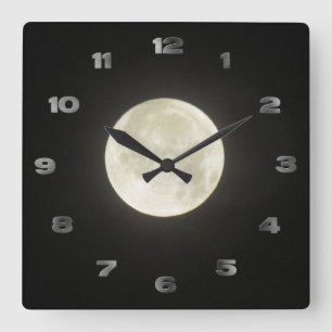 Cuadrado Reloj - Luna con números árabes