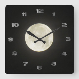 Cuadrado Reloj - Luna con números árabes