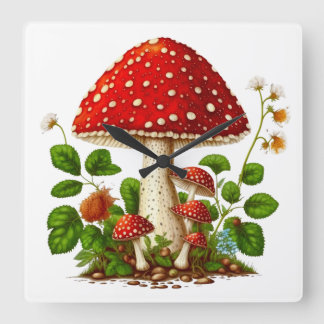 Cuadrado Reloj mágico de pared de MUSHROOM, 27,3 cm cuadrad