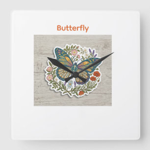 Cuadrado reloj mariposa