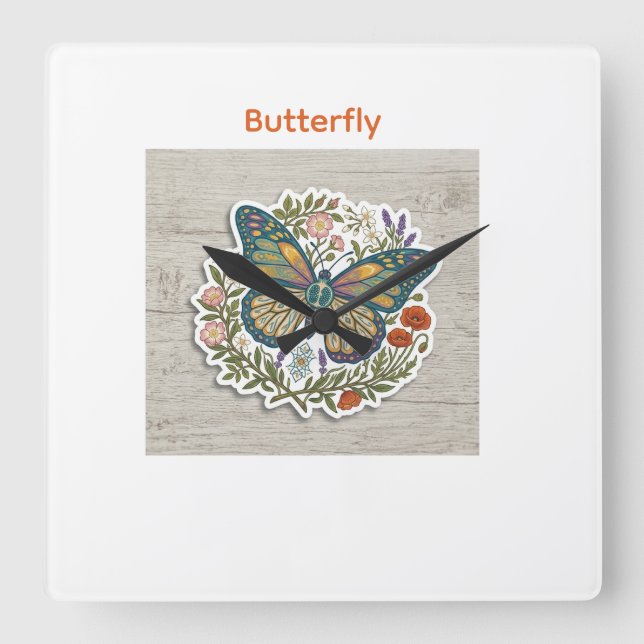 Cuadrado reloj mariposa  (Anverso)