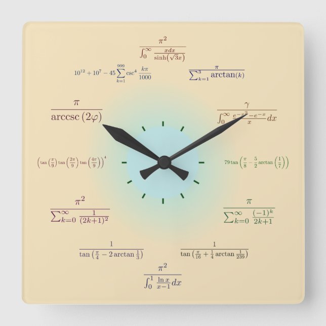 Cuadrado Reloj matemático (Anverso)