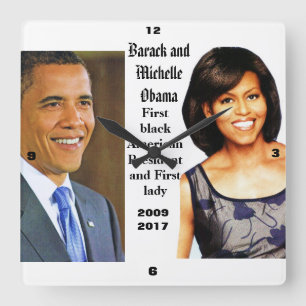 Cuadrado Reloj MEMORABLE de BARACK Y de MICHELLE OBAMA