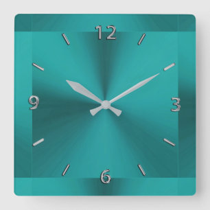 Cuadrado Reloj metálico verde verde azulado oscuro