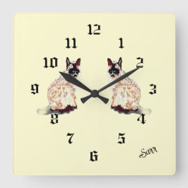 Cuadrado Reloj : Miau , Amor .