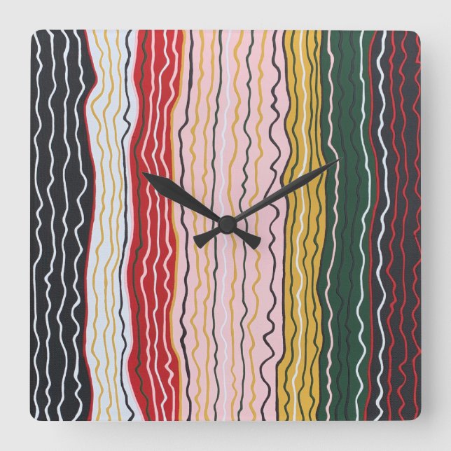 Cuadrado Reloj moderno de dos paredes (Anverso)