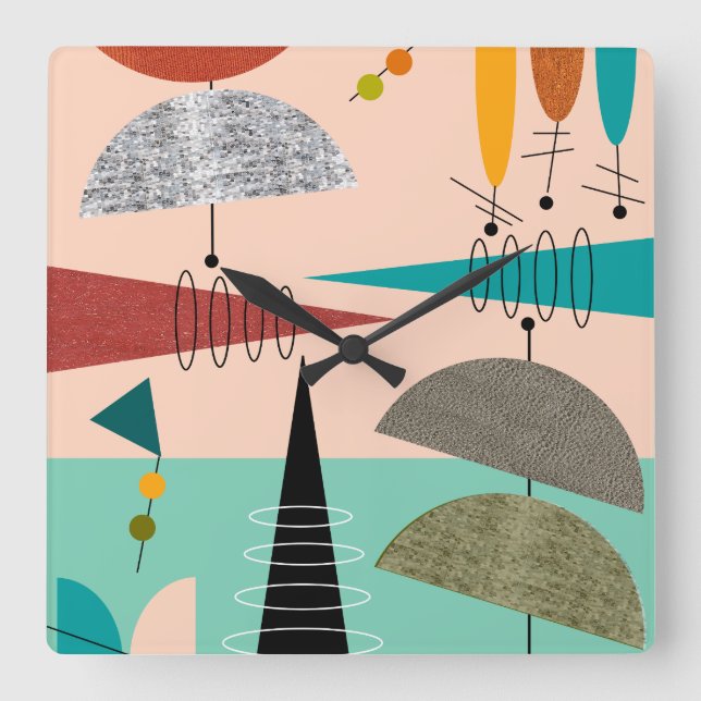 Cuadrado Reloj moderno de los mediados de siglo (Anverso)