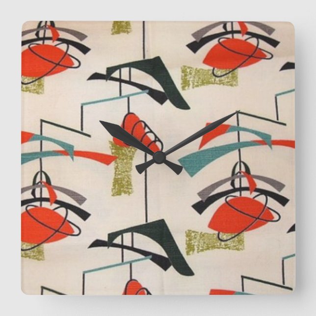 Cuadrado Reloj moderno de pared de tejido atómico de mediad (Anverso)