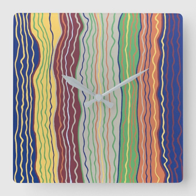 Cuadrado Reloj moderno de tres paredes (Anverso)