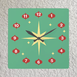 Cuadrado Reloj moderno del navidad de los mediados de siglo