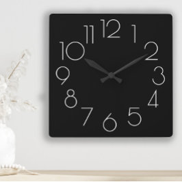 Cuadrado Reloj moderno minimalista negro y blanco editable