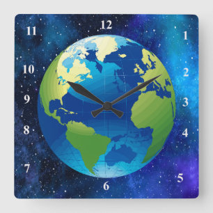 Cuadrado Reloj mundial del globo