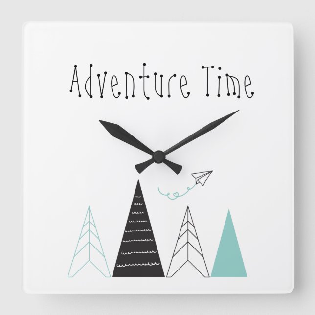 Cuadrado Reloj mural "Adventure time" (Anverso)