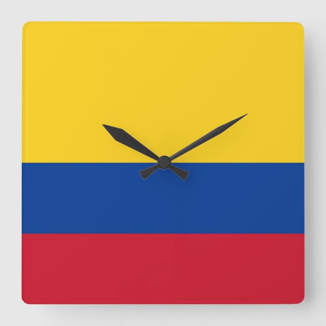 Cuadrado Reloj mural con bandera de Colombia (Anverso)