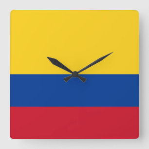 Cuadrado Reloj mural con bandera de Colombia