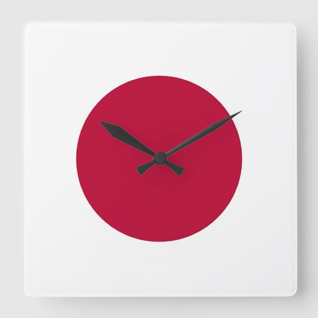 Cuadrado Reloj mural con bandera de Japón (Anverso)