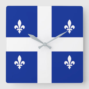 Cuadrado Reloj mural con bandera de Quebec, Canadá