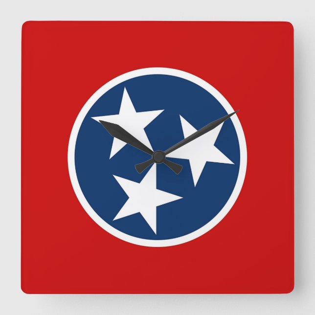 Cuadrado Reloj mural con bandera de Tennessee, Estados Unid (Anverso)